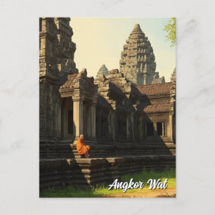 Munk vid Angkor Wat Kambodja Vykort