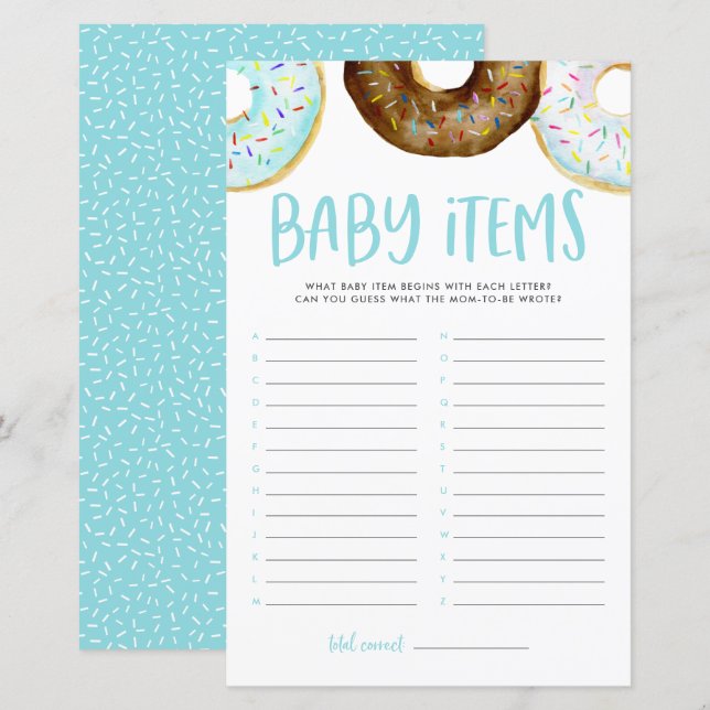 Munkar Gissa barnartiklarna Baby Shower-spel (Fram/baksida)