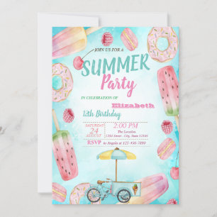 Munkar, makroner, glass Cykel Födelsedagsfest Inbjudningar
