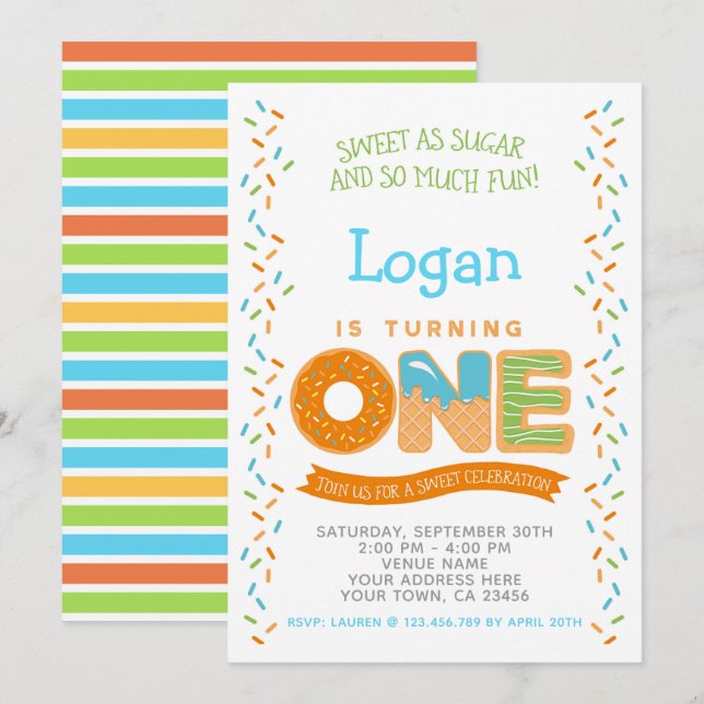 Munkglasskaka, sötsakfödelsedaginbjudan inbjudningar (Fram/baksida)