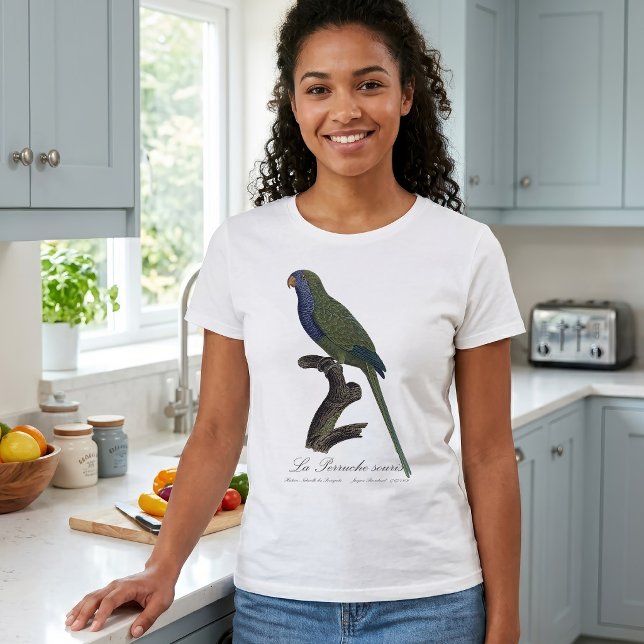 Munkparakit eller munkpapegoja, Myiopsitta Monachu T Shirt (Monk Parakeet or Monk Parrot, Myiopsitta Monachus. Girl Basic White T-Shirt )