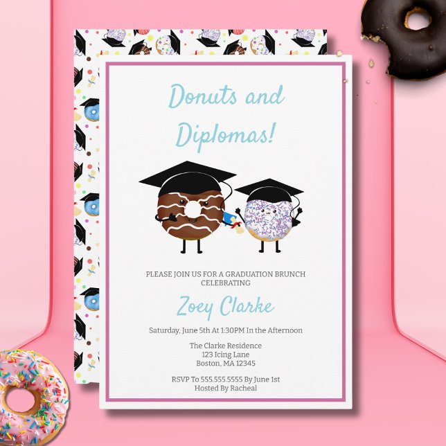Munkparty för examensfirande Sött Kawaii Diplomtem Inbjudningar (Skapare uppladdad)