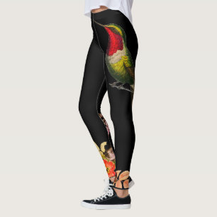 MUNMINGBIRD OCH BLOMMAR SVARAR ANPASSNINGSBAR LEGGINGS