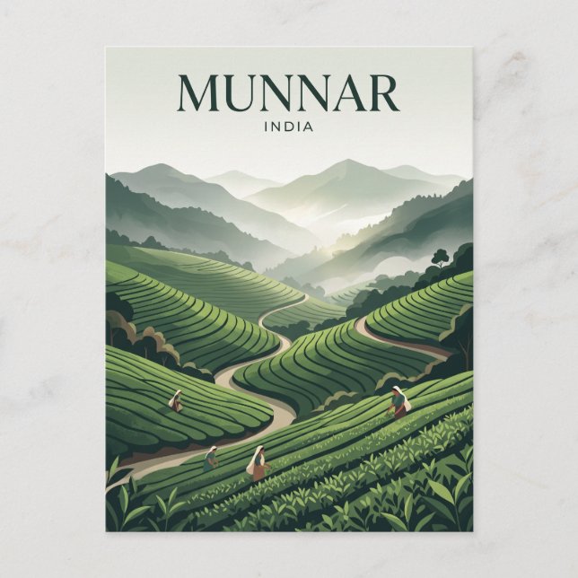 Munnar Teplantage Indien Vykort (Framsida)