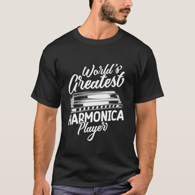 Munnspelsmusiker Världens Största Spelare Munnspel T Shirt (Framsida)