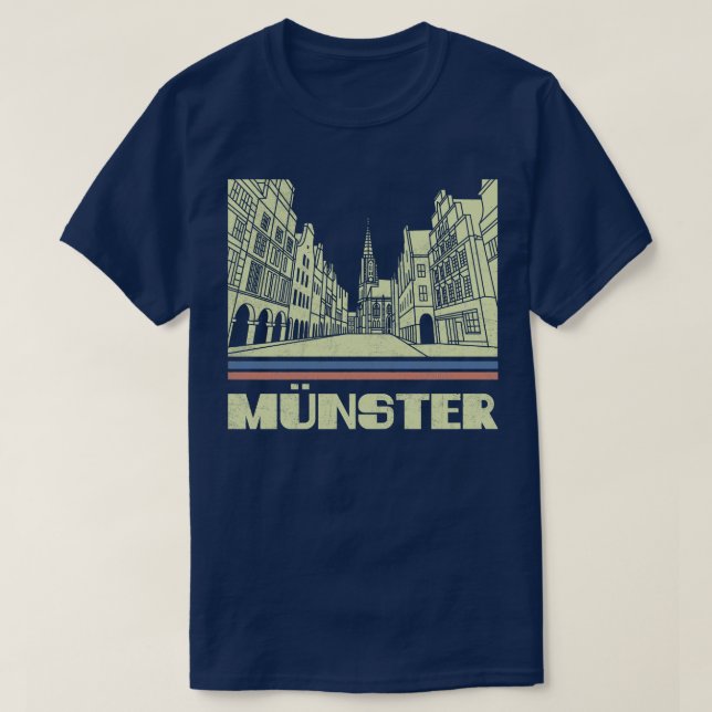 Munster City Gift Tyskland City Silhouette Skyline T Shirt (Design framsida)
