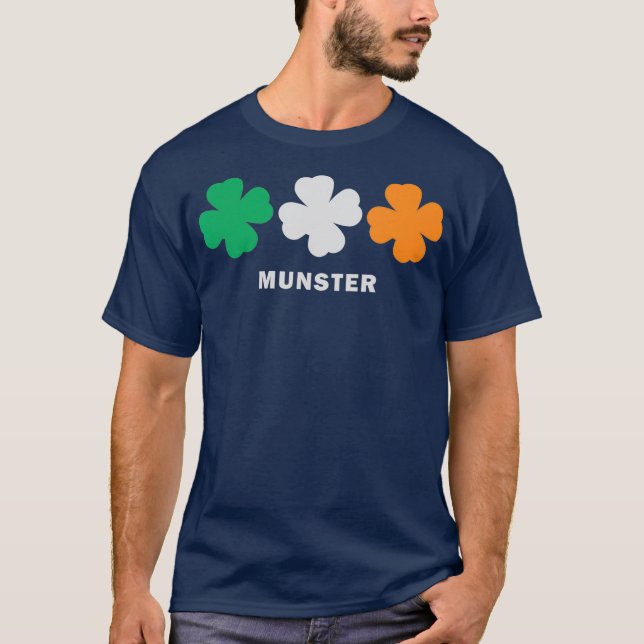 Munster Ireland Flagga Retro Vintage Shamrock T Shirt (Framsida)