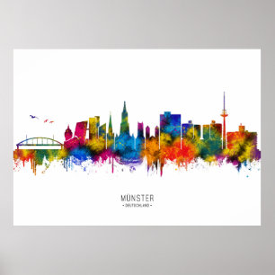 Münster Tyskland Skyline Poster