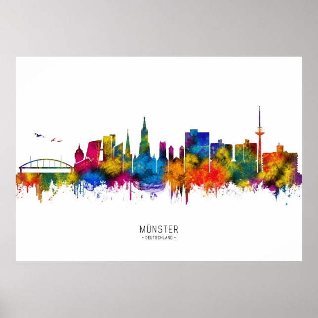Münster Tyskland Skyline Poster (Framsidan)