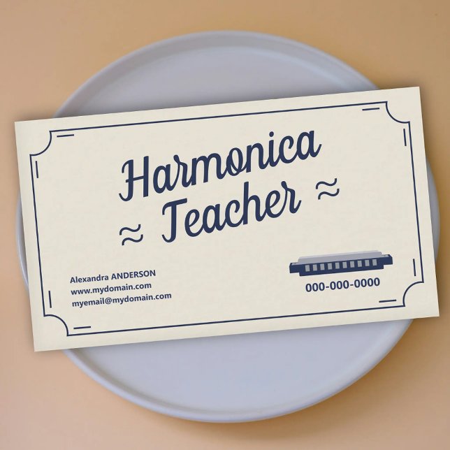 Munstyckslektioner - Vintage Visitkort (Harmonica Teacher - Vintage Business Card)
