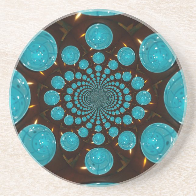 Muntliga Visningar av Cyan Ljus Kaleidoscope Art Underlägg Sandsten (Framsidan)
