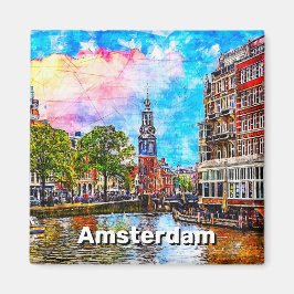 Munttoren torn. Amsterdam. Nederländerna. Magnet