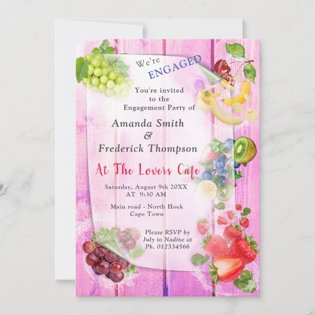 Munvattnande tropiska frukter inbjudningar (Framsida)