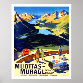 Muottas Muragl bergslandskap, Schweiz Poster