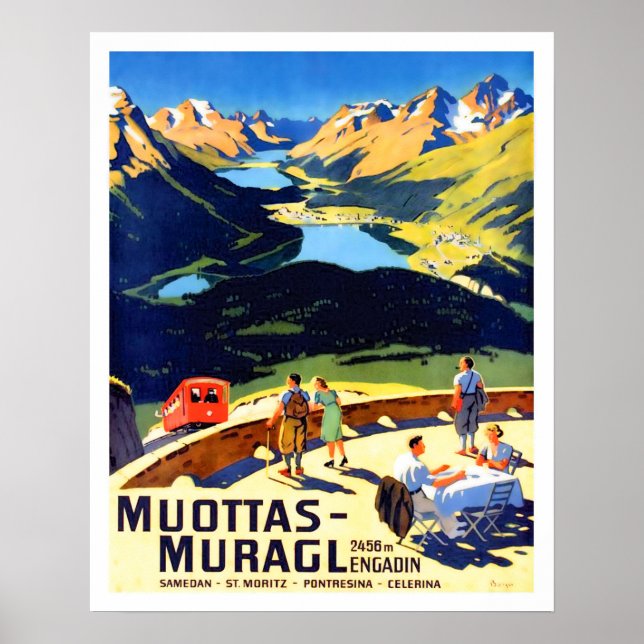 Muottas Muragl bergslandskap, Schweiz Poster (Framsidan)