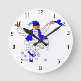 Mur Clock : Grekiska Evzone Dancing Rund Klocka