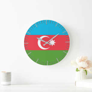 Mur Clock med Flagga från Azerbajdzjan Stor Klocka