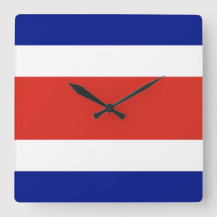 Mur Clock med Flagga från Costa Rica Fyrkantig Klocka