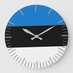 Mur Clock med Flagga från Estland Stor Klocka