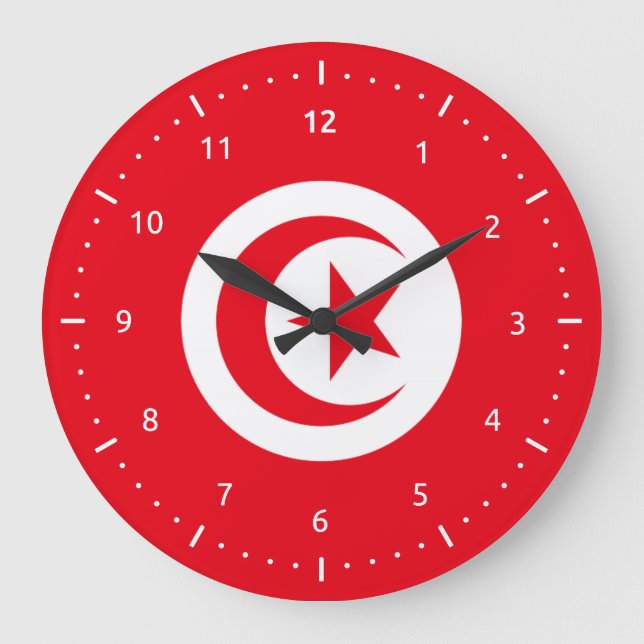 Mur Clock med flagga från Tunisien Stor Klocka (Framsida)