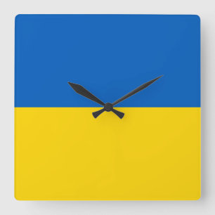 Mur Clock med Flagga från Ukraina Fyrkantig Klocka