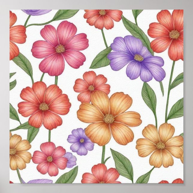 Mur och Blommigt Art, botaniskt prin i Serene Poster (Framsidan)