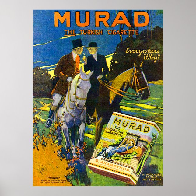 Murad Cigarettes 1910 Den turkiska cigarretten Poster (Framsidan)