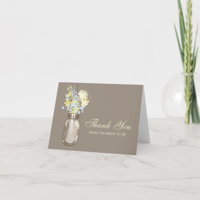 Murad glasburk fylld med vilda blommor tack kort (Framsida)