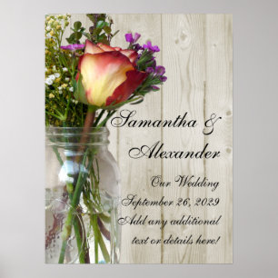 Murad glasburk med ros och vilda blommor poster