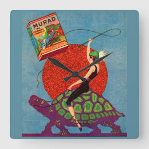 Muradcigarretter dam ridgigantisk sköldpadda fyrkantig klocka