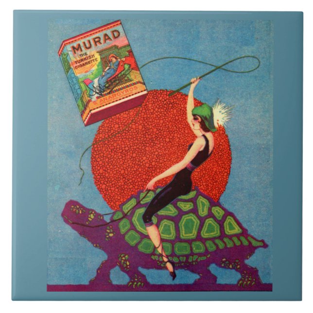 Muradcigarretter dam ridgigantisk sköldpadda kakelplatta (Framsidan)