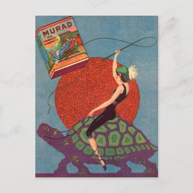 Muradcigarretter dam ridgigantisk sköldpadda vykort (Framsida)