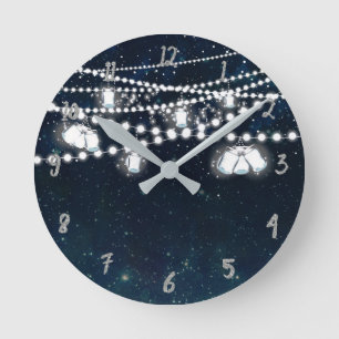 Murade Glas & Ljus Natt Stjärnhimmel Rund Klocka