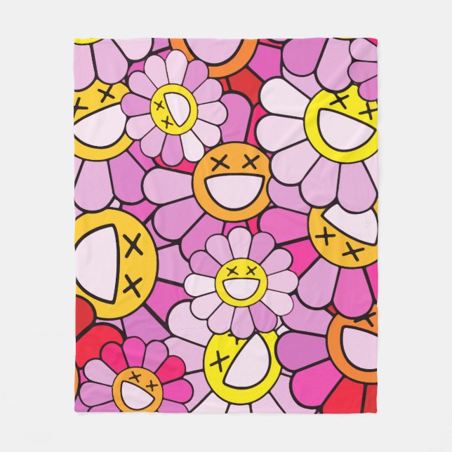 Murakami-blommor Fleecefilt (Framsidan)