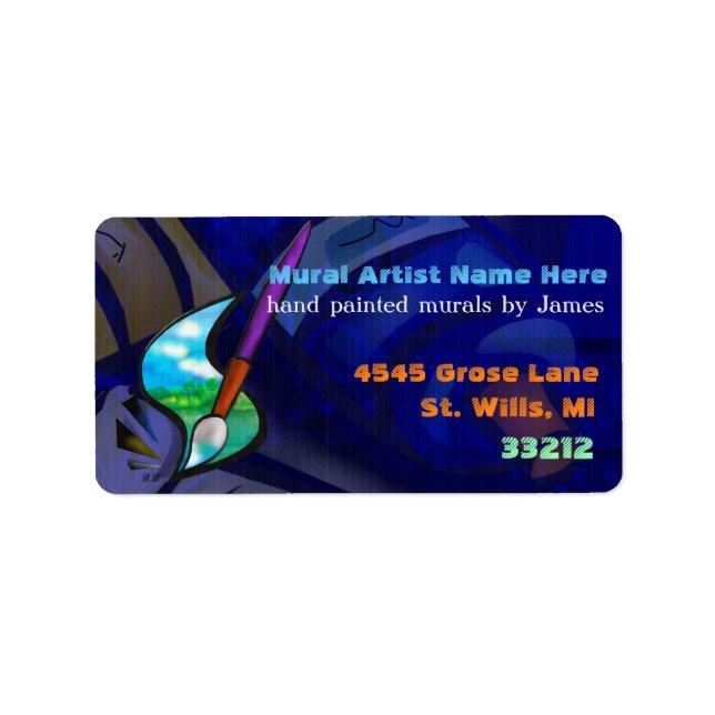 Mural Artist Graphics Design Business Adressetikett (Framsidan)