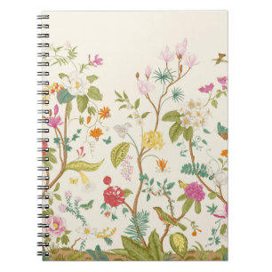 Mural. Bloom. Bensar träd. Vintage blommigt illus Anteckningsbok