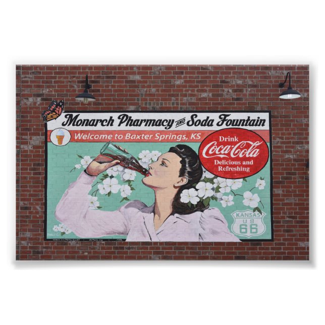Mural Celebrates Route 66, Baxter Springs, Kansas Fototryck (Framsidan)