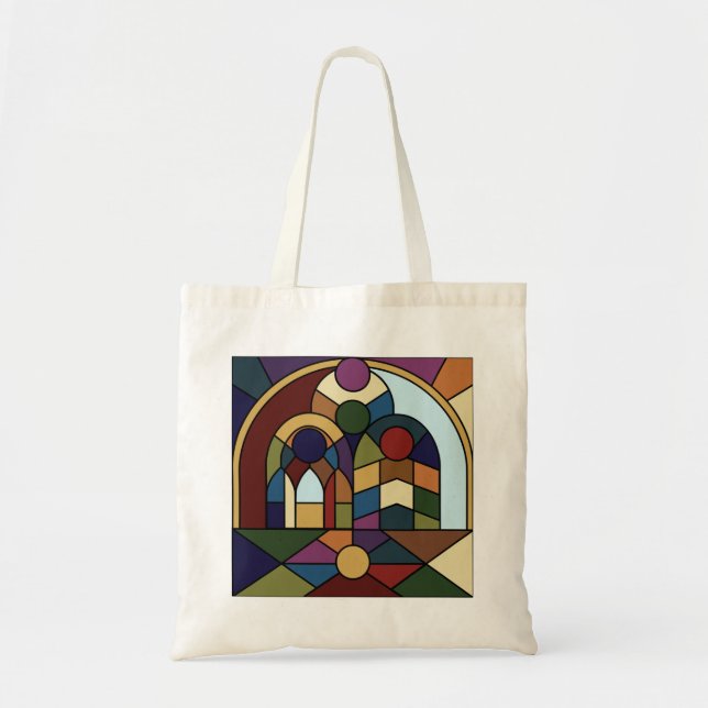 Mural Colorblock Tote Bag Tygkasse (Framsidan)