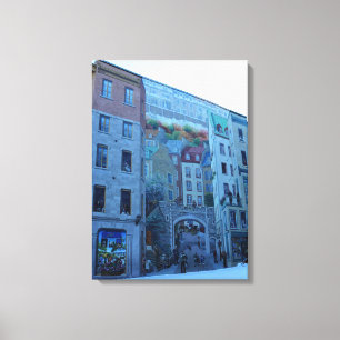 Mural in Old Quebec City, Quebec, Kanada Canvastryck