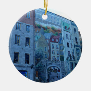 Mural in Old Quebec City, Quebec, Kanada Julgransprydnad Keramik
