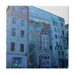Mural in Old Quebec City, Quebec, Kanada Kakelplatta