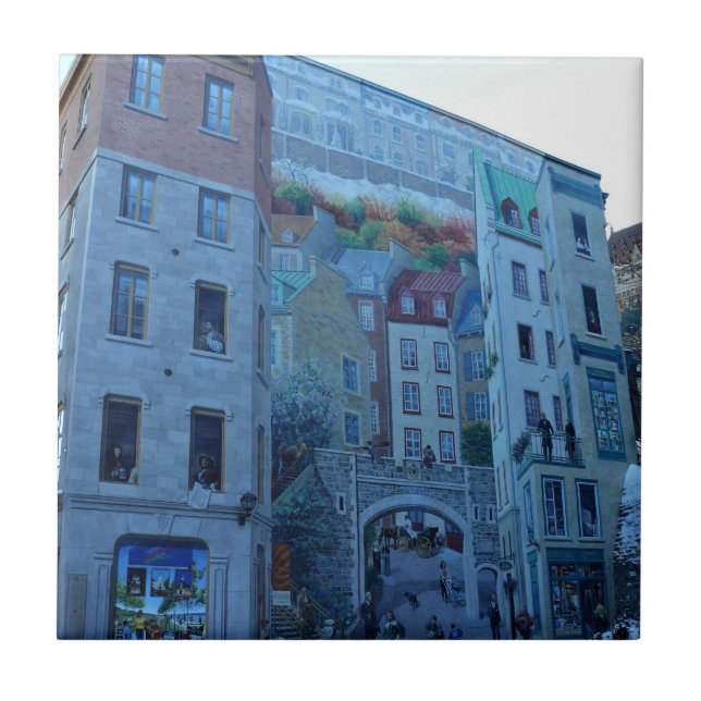 Mural in Old Quebec City, Quebec, Kanada Kakelplatta (Framsidan)
