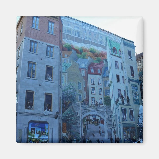 Mural in Old Quebec City, Quebec, Kanada Magnet (Framsidan)