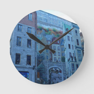 Mural in Old Quebec City, Quebec, Kanada Rund Klocka