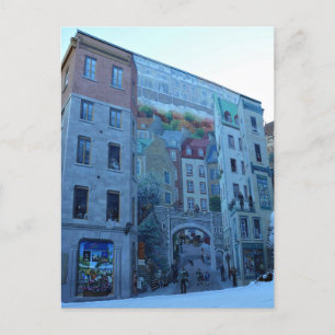 Mural in Old Quebec City, Quebec, Kanada Vykort