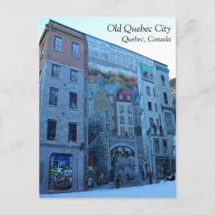 Mural in Old Quebec City, Quebec, Kanada Vykort