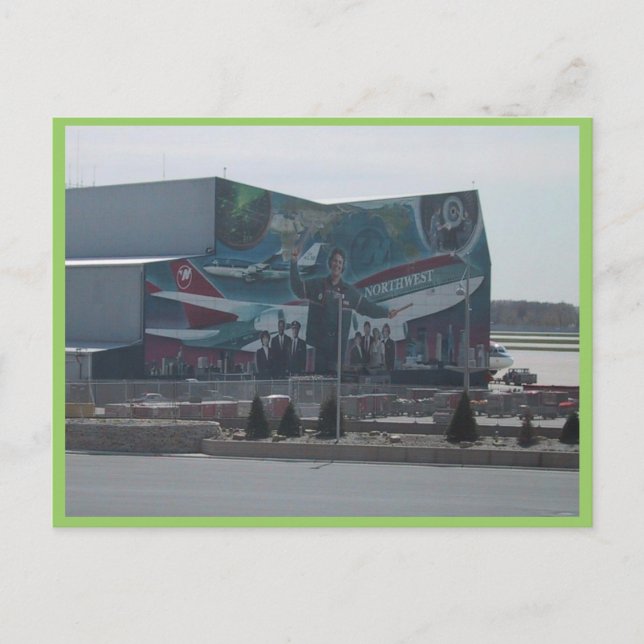 Mural of Northwest Airlines on a Service Byggnad Vykort (Framsida)