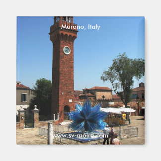 Murano, Italien Clock torn och glasskulptur Magnet