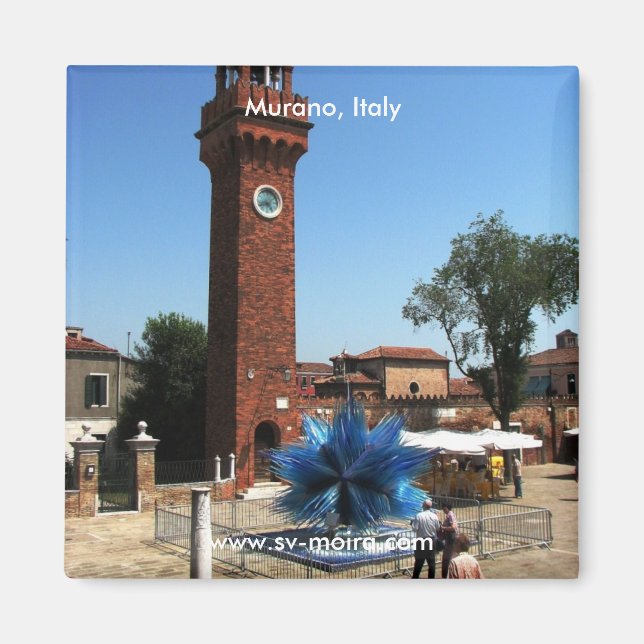 Murano, Italien Clock torn och glasskulptur Magnet (Framsidan)