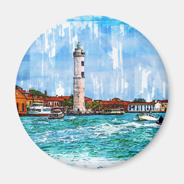 Murano Lighthouse, Venedig, Italien. Magnet (Framsidan)